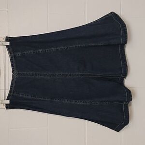 IE Denim Skirt with Green Stitching